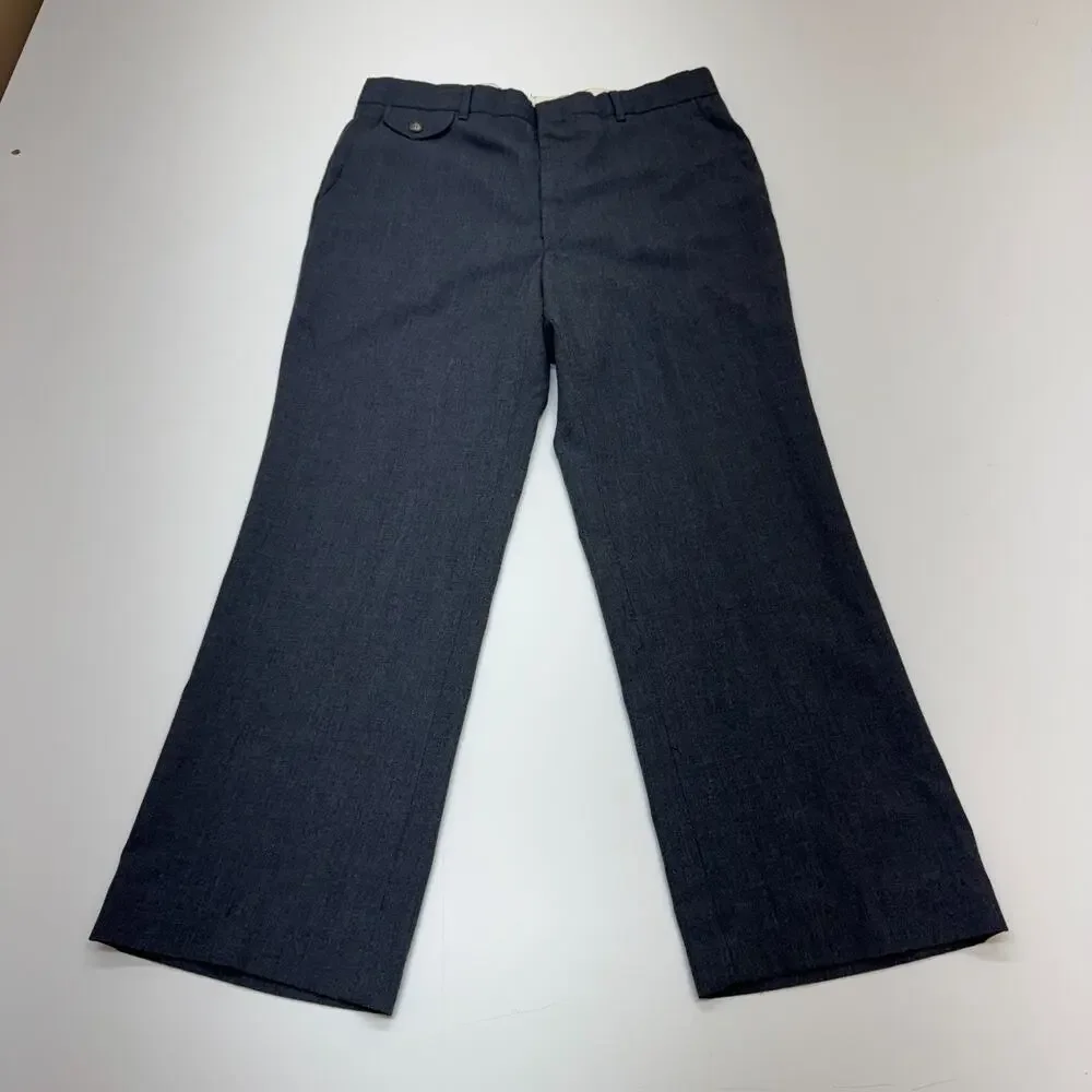 Mens 70s Vintage Oleg Cassini Grey Flare Disco Mod Western Slacks Pants 32x26